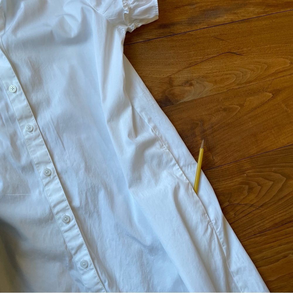 J. Crew White Ruffle Sleeve Amelia Maxi Shirt Dress in Cotton Poplin Size S - Picture 9 of 15